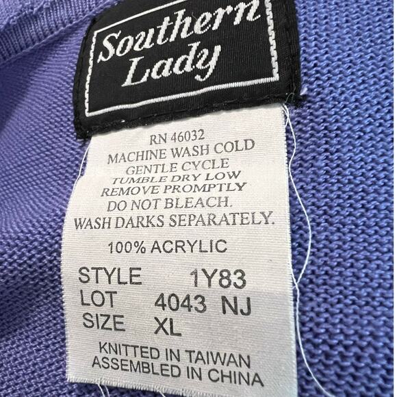 Southern Lady Cardigan Twin Set w/Crochet Pearl Detail in Purple Size XL - Picture 7 of 7